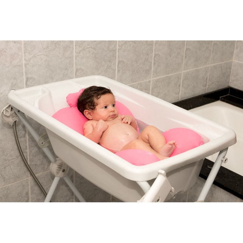 Uso Almofada de Banho para Bebê Baby Pil Rosa
