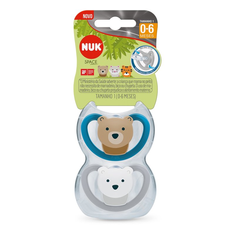 7896098813386 kit com 2 chupetas nuk space silicone boy s1