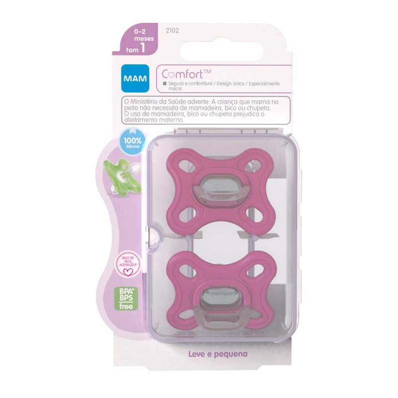 chupeta mam comfort 0 a 2 meses rosa 1