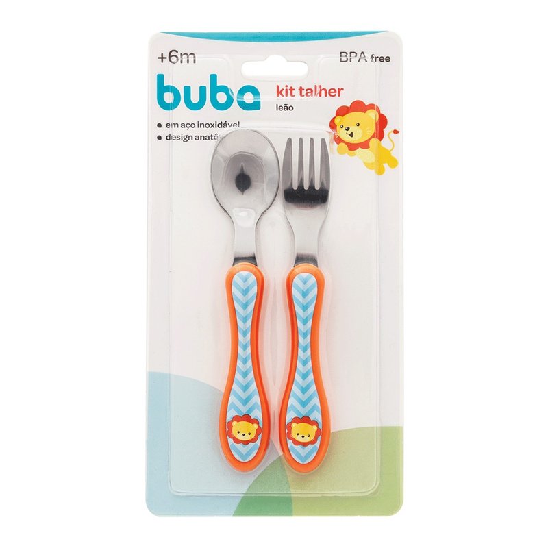 kit talher infantil buba em aco inox 6m leao 02