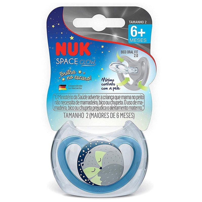 chupeta nuk space glow brilha no escuro 6m tamanho 2 azul 01