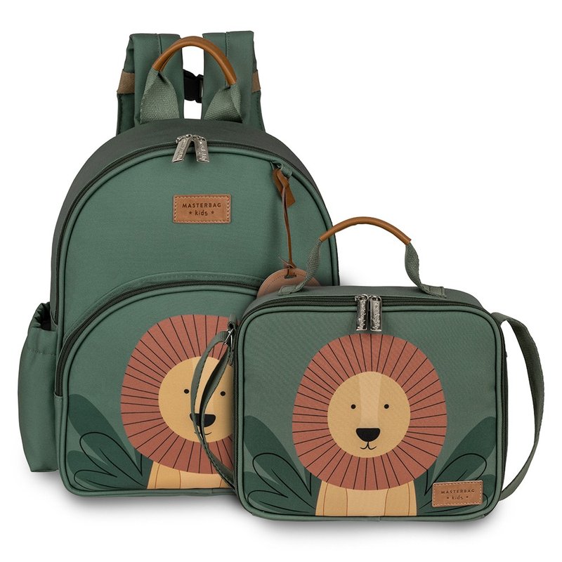 kit mochila infantil kids lancheira termica infantil masterbag baby leao
