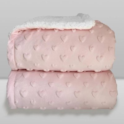 cobertor laco bebe plush com sherpa hearts rosa bebe 01