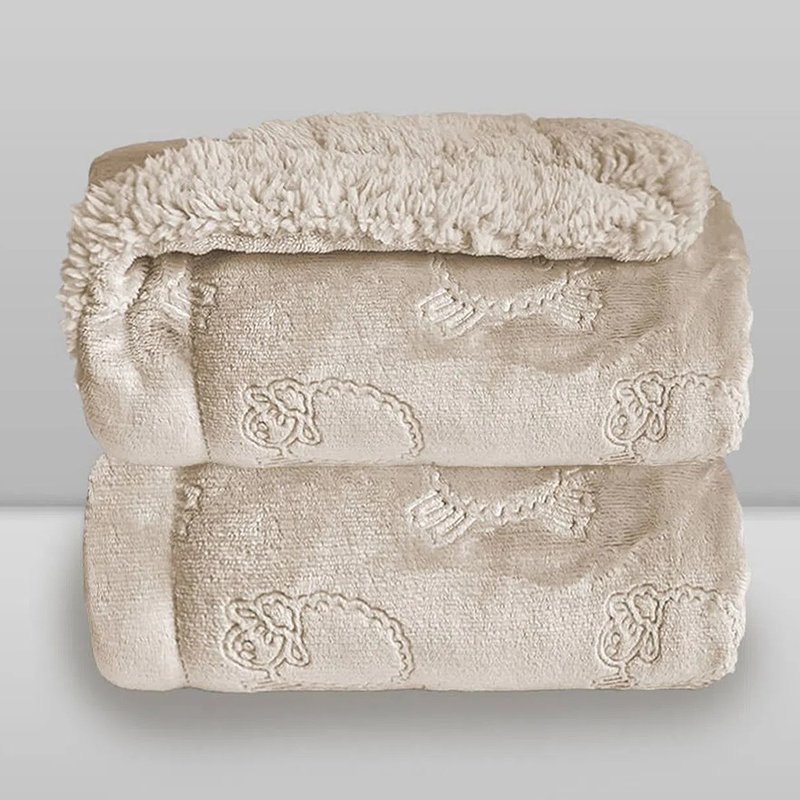 cobertor infantil donna laco bebe plush com sherpa ferrete bege 01