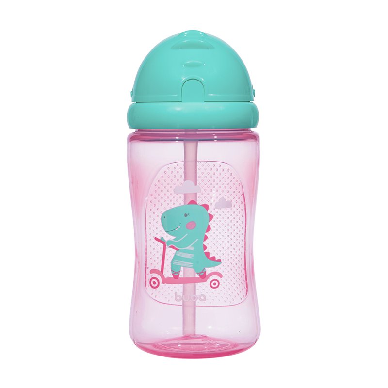 garrafinha buba com canudo 400ml 12m dino rosa 05