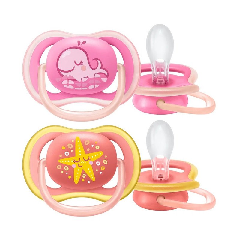 chupeta philips avent ultra air 6 18m tamanho 2 embalagem dupla baleia e estrela do mar 01