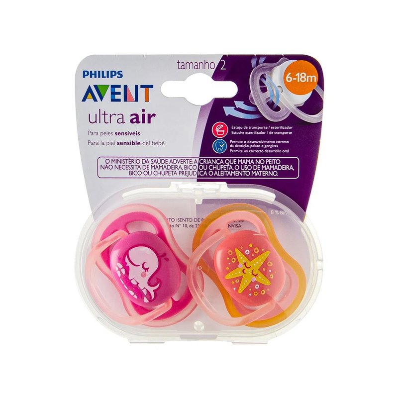 chupeta philips avent ultra air 6 18m tamanho 2 embalagem dupla baleia e estrela do mar 04