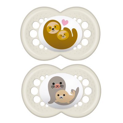 chupeta mam original sayings colecao flow 6m tamanho 2 embalagem dupla foca e bicho preguica