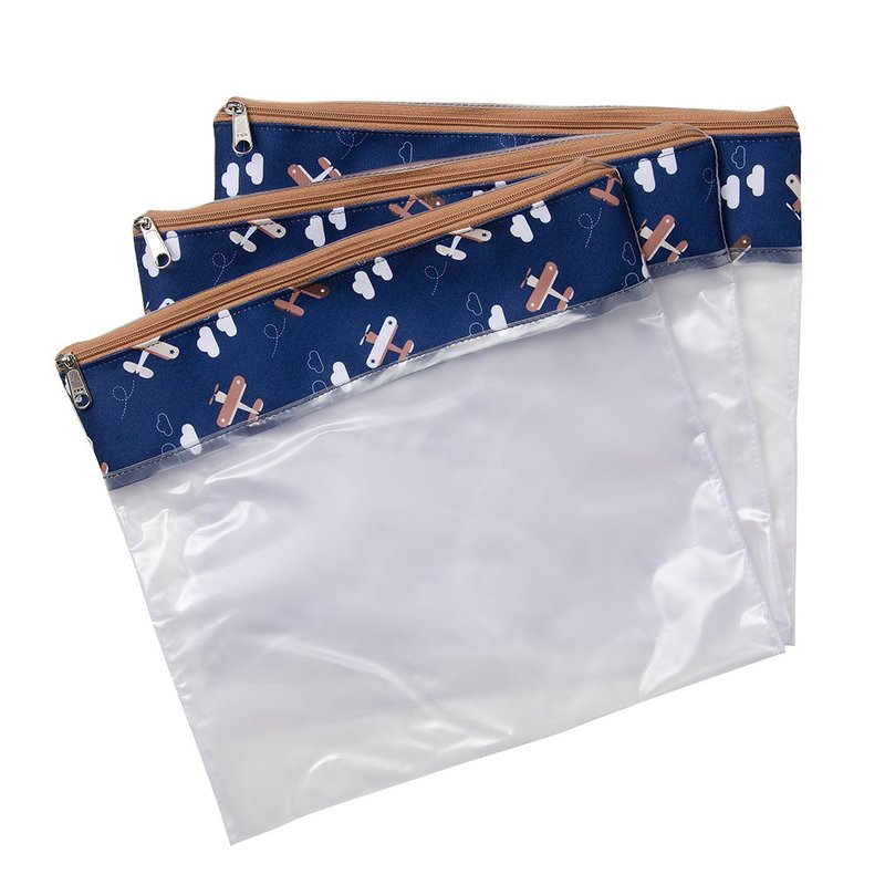 Conjunto 3 Saquinhos Organizadores Masterbag Baby Avião Marinho
