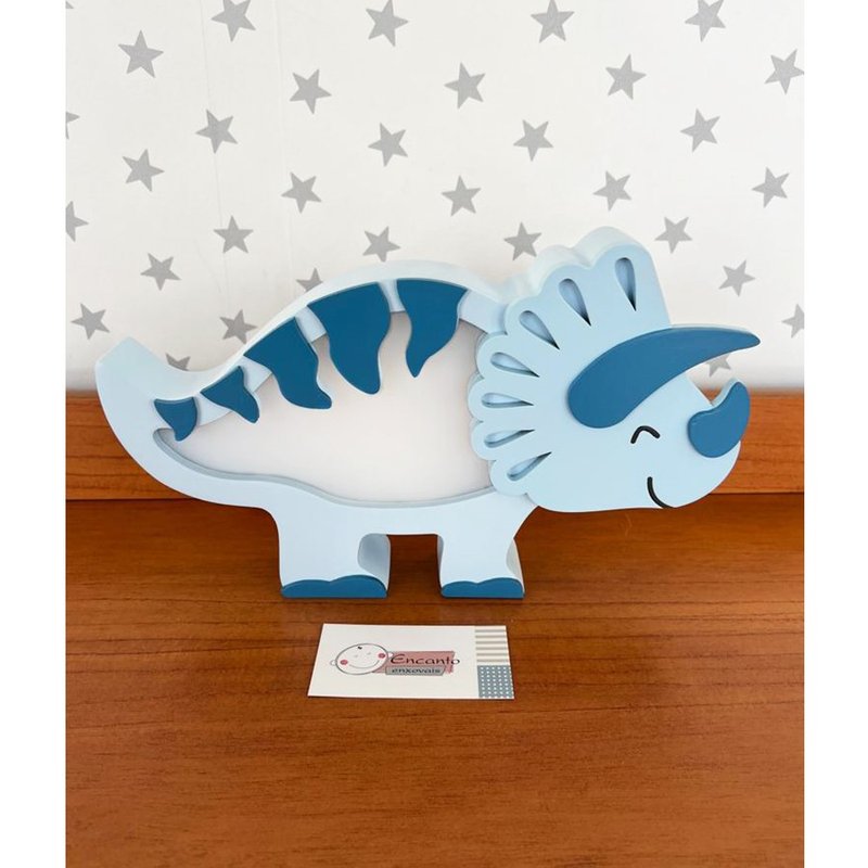luminaria rgb rh baby kids colorido com bateria recarregavel triceratops azul 01