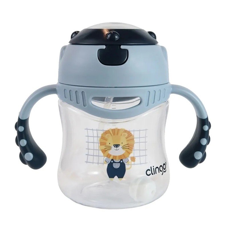 copo infantil de tritan clingo mix barto com canudo 300ml 6m leao 01