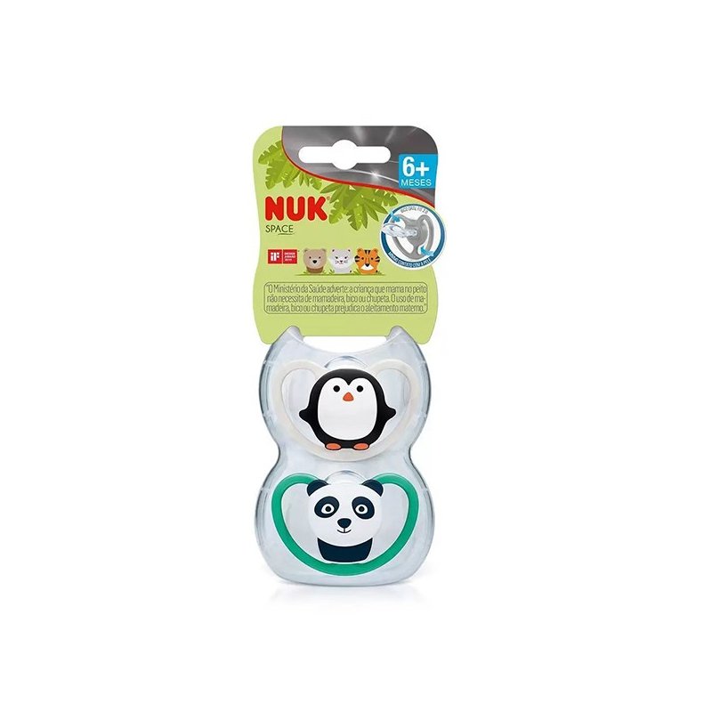 chupeta nuk space 6m tamanho 2 embalagem dupla panda e pinguim 01