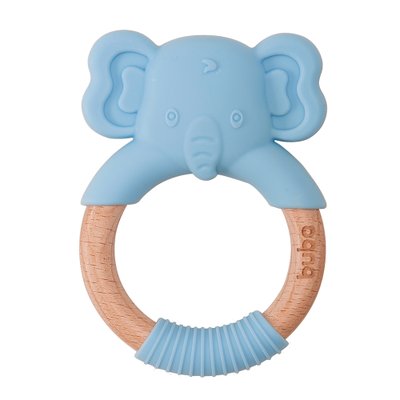 01 mordedor buba em silicone e bambu texturizado 4m elefante azul