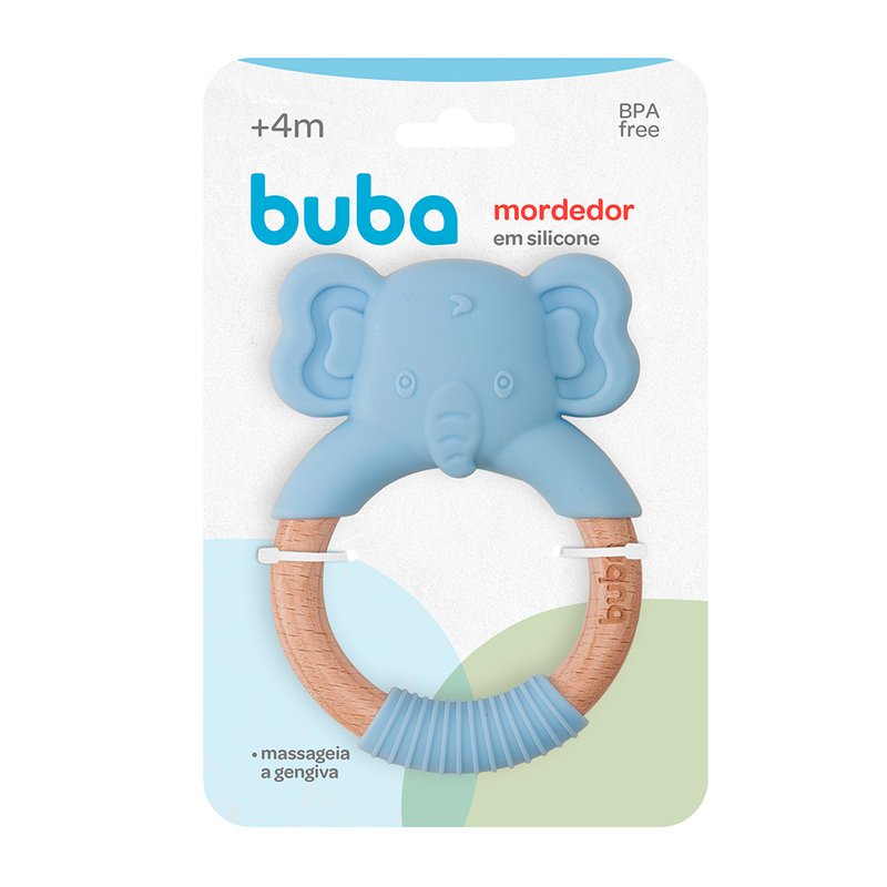 02 mordedor buba em silicone e bambu texturizado 4m elefante azul