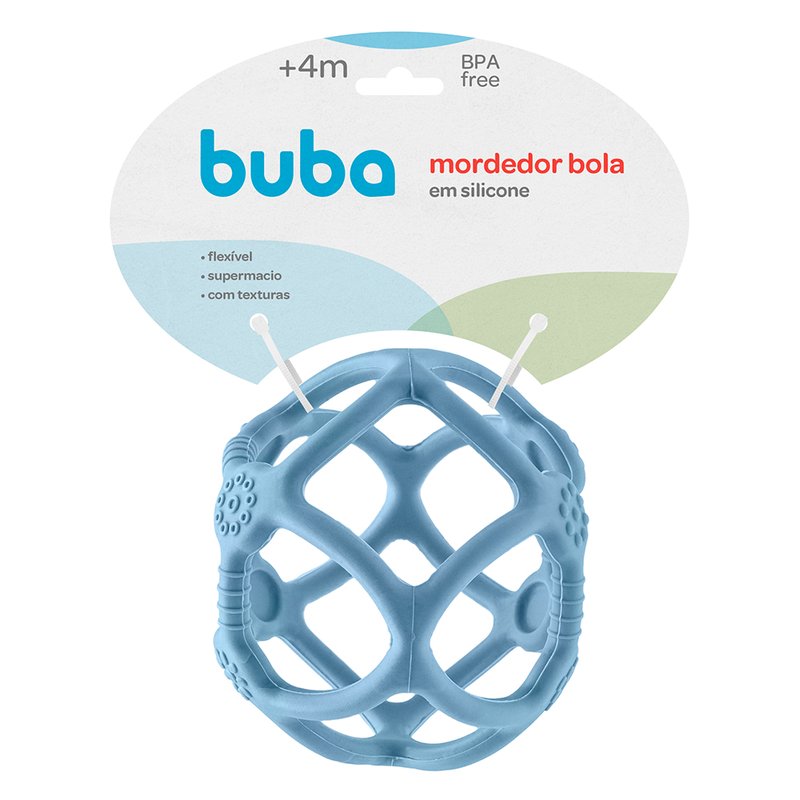 02 mordedor bola buba em silicone 4m azul