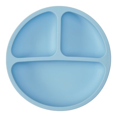01 prato infantil buba em silicone com divisorias e ventosas 6m azul