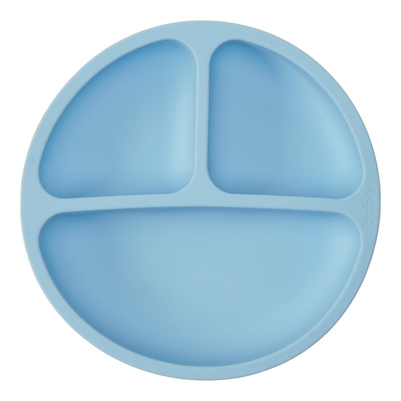 01 prato infantil buba em silicone com divisorias e ventosas 6m azul