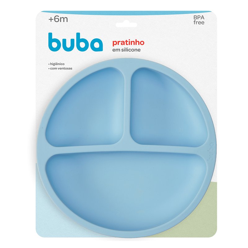 05 prato infantil buba em silicone com divisorias e ventosas 6m azul