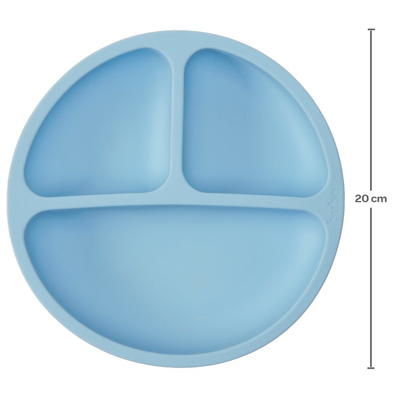 06 prato infantil buba em silicone com divisorias e ventosas 6m azul