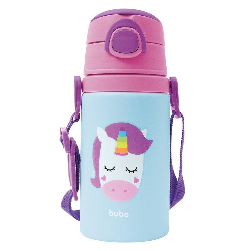01 garrafinha de aluminio buba animal fun 3 unicornio