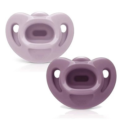 01 chupeta nuk sensitive soft 100 silicone 0 6m embalagem dupla roxo lilas