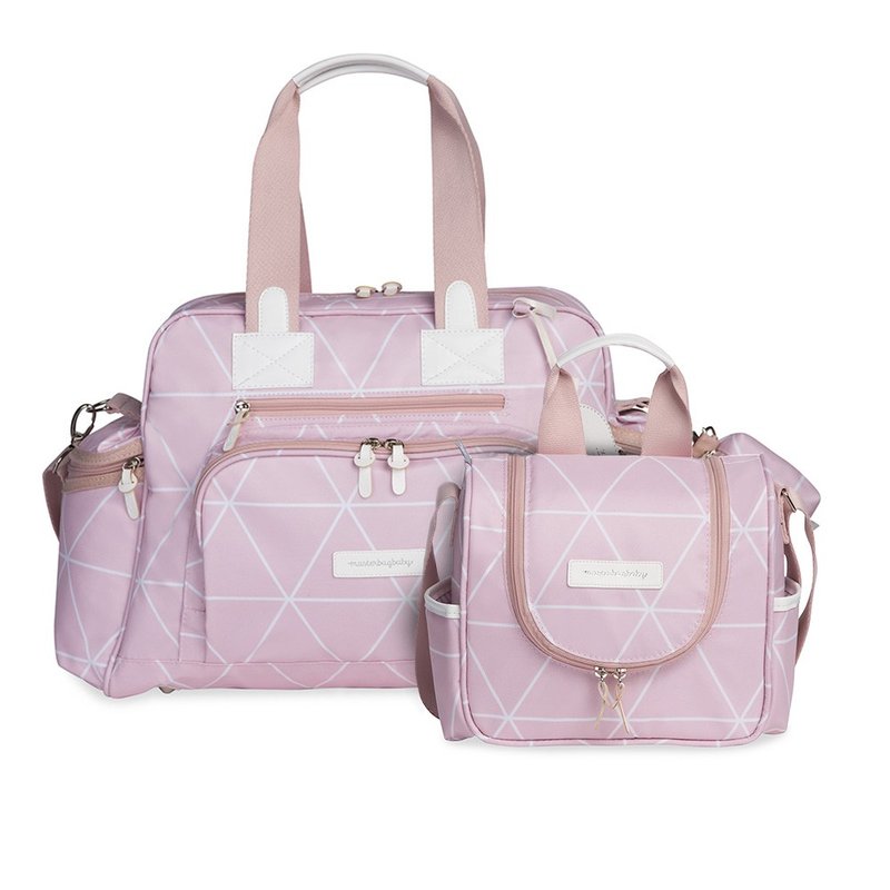 01 kit bolsa maternidade everyday frasqueira termica emy masterbag baby manhattan rosa e branco