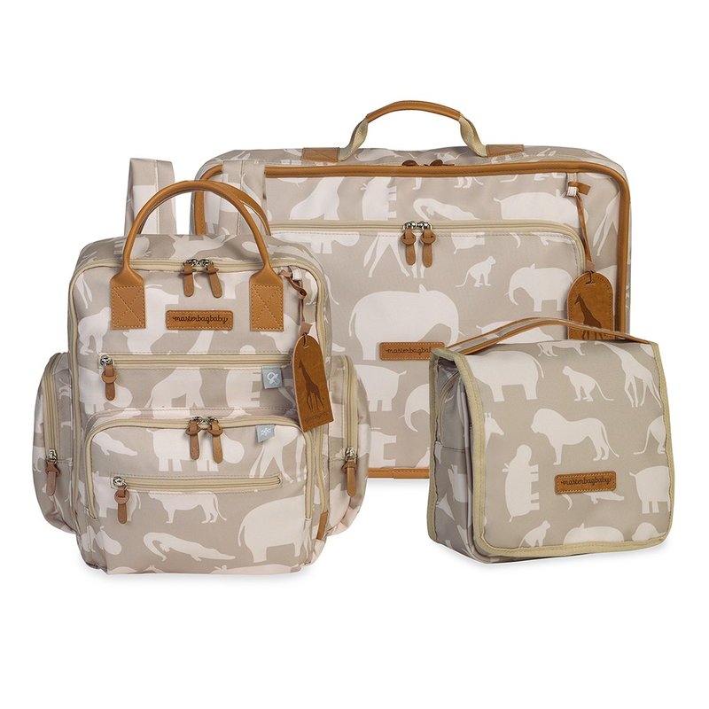 01 kit mala maternidade vintage mochila maternidade urban necessaire viagem masterbag baby safari caqui