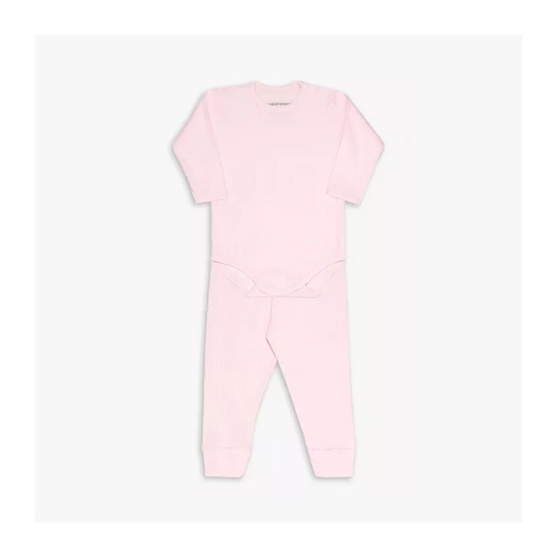 Conjunto de Body para Bebê Dedeka Canelado Rosa Bebê