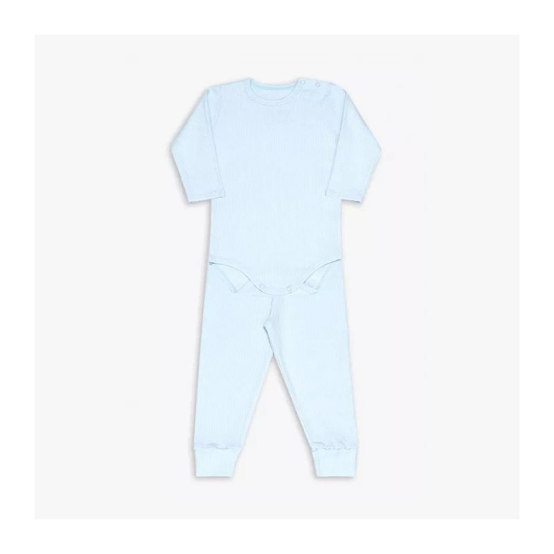 Conjunto de Body para Bebê Dedeka Canelado Azul Bebê