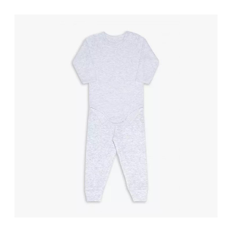 Conjunto de Body para Bebê Dedeka Canelado Cinza