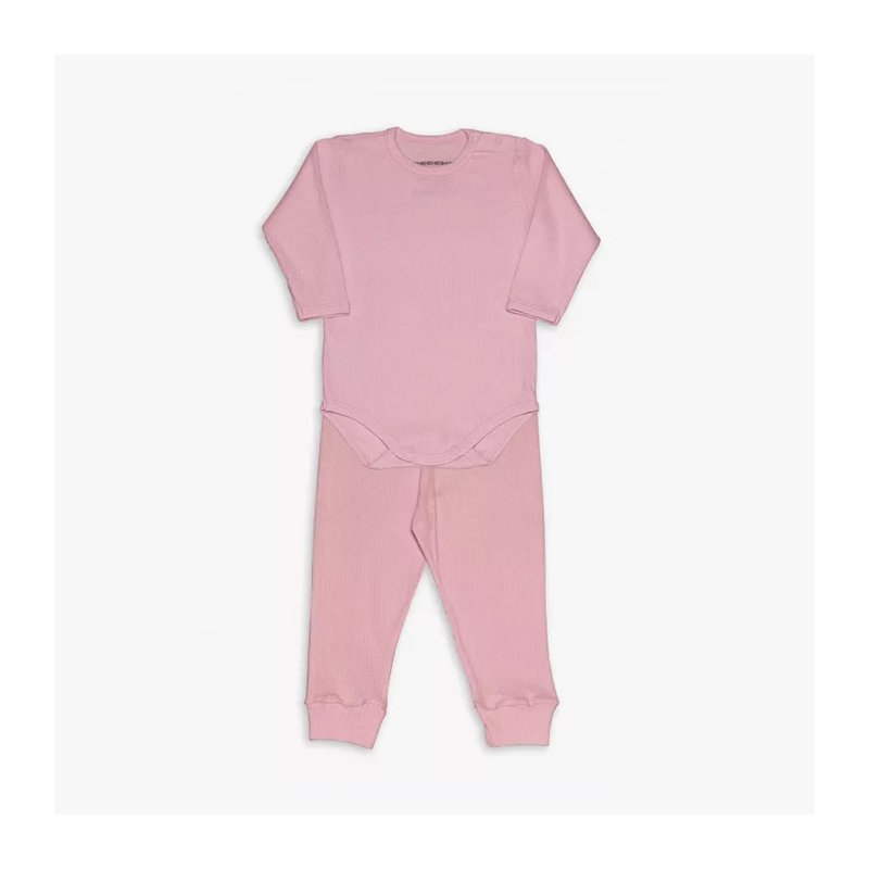Conjunto de Body para Bebê Dedeka Canelado Rosa Retrô