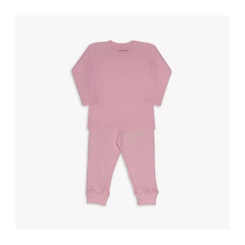 Conjunto de Camiseta para Bebê Dedeka Canelado Rosa Retrô