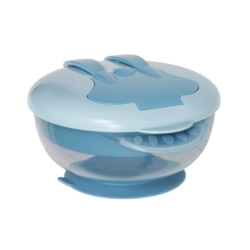 11 kit refeicao buba com compartimento e talheres 6m azul