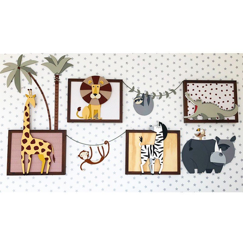 01 painel decorativo coracao de mae para quarto infantil zoo unico
