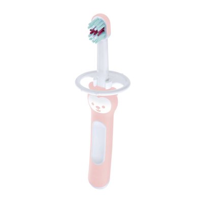 01 escova de dentes infantil mam baby s brush 6m rosa bebe