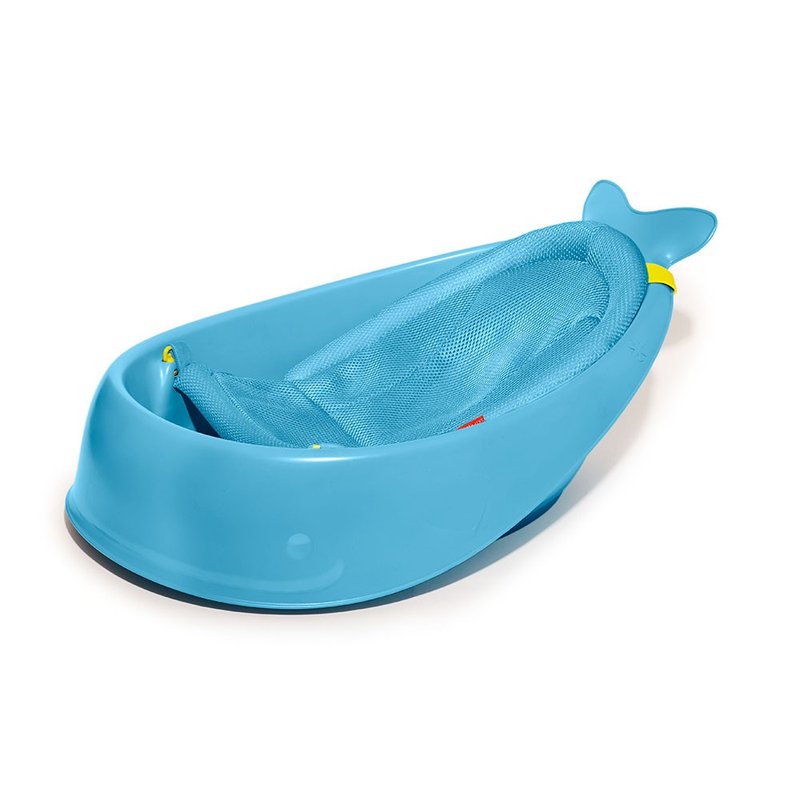01 banheira skip hop moby 3 estagios baleia azul