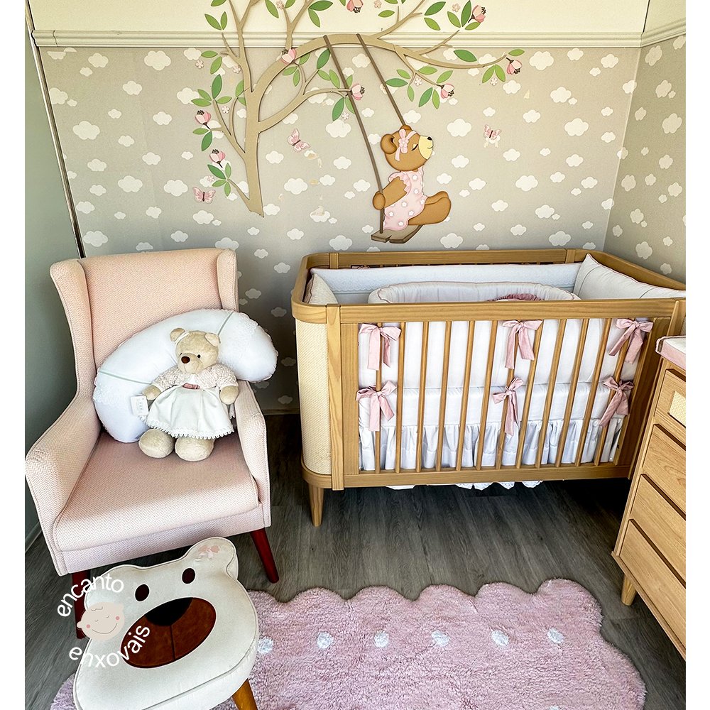 Quarto de Bebê Encanto Enxovais com Enxoval Completo Ursa Rosa
