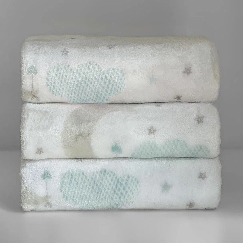 02 cobertor infantil donna laco luxo 110x80cm lua azul