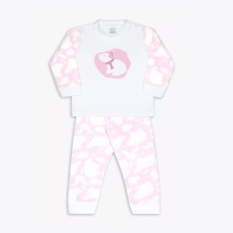 01 pijama de soft dedeka em conjunto tamanho 2 urso da neve rosa