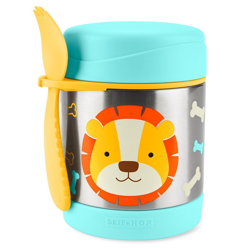 01 pote termico com talher skip hop zoo 325ml leao