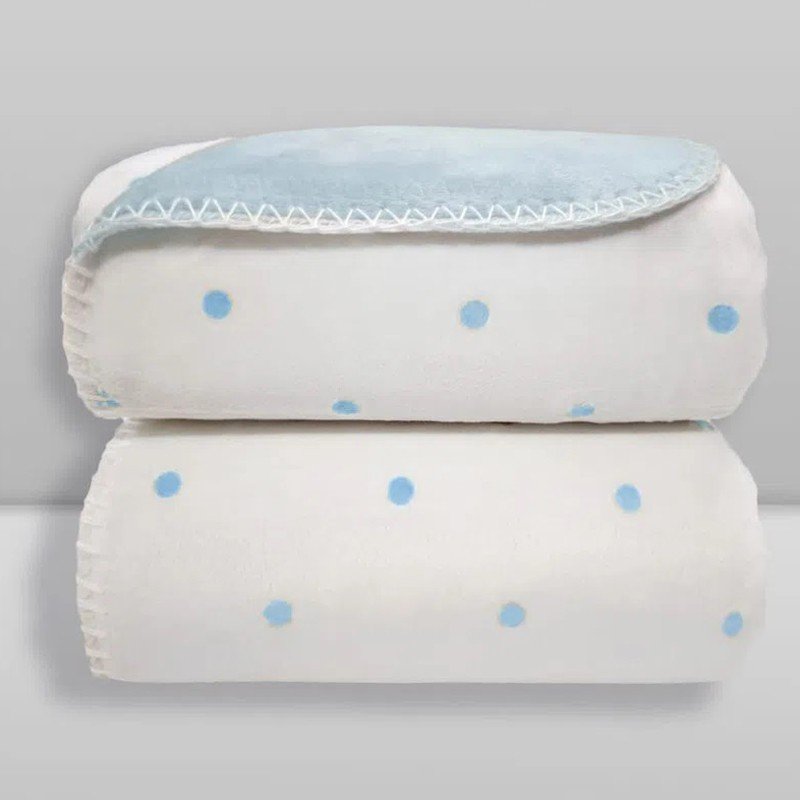03 manta donna laco bebe velvet poa 76x100cm azul