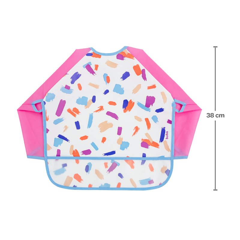 12 babador buba com mangas avental 3m pinceladas azul