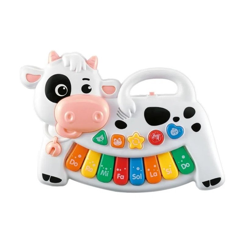 01 brinquedo multikids meu primeiro teclado vaquinha 6m unico