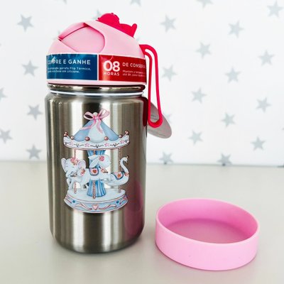 09 garrafinha termica bup baby flip com alca em silicone 350ml 24m carrossel