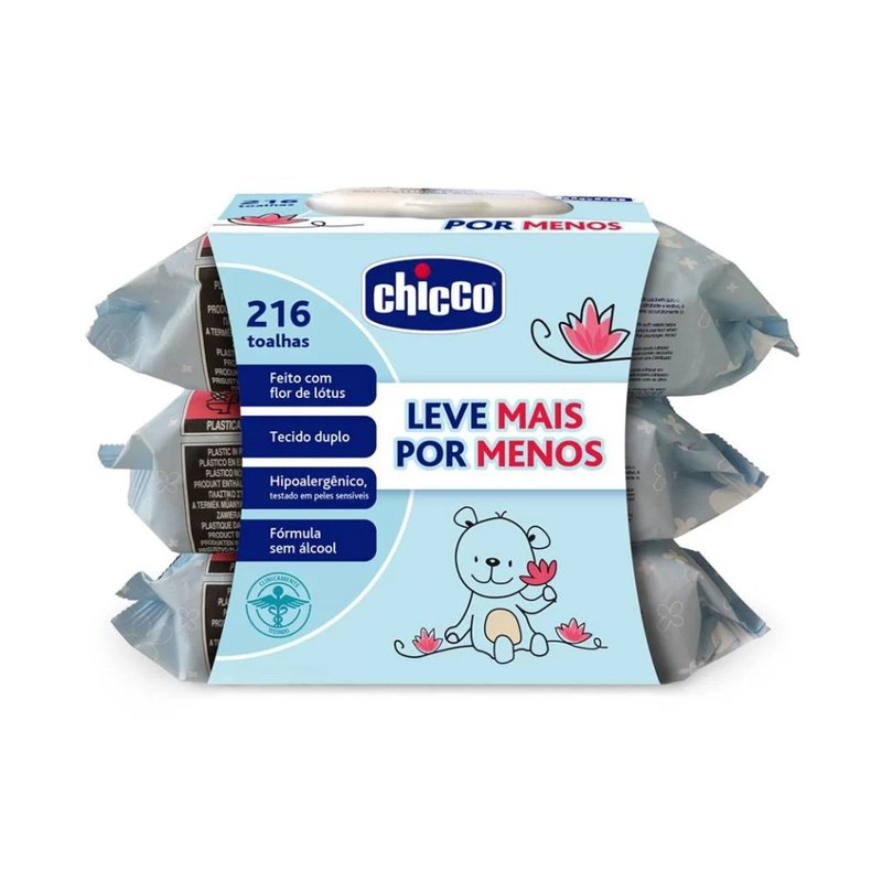 Kit Lenço Umedecido Chicco 216 Unidades