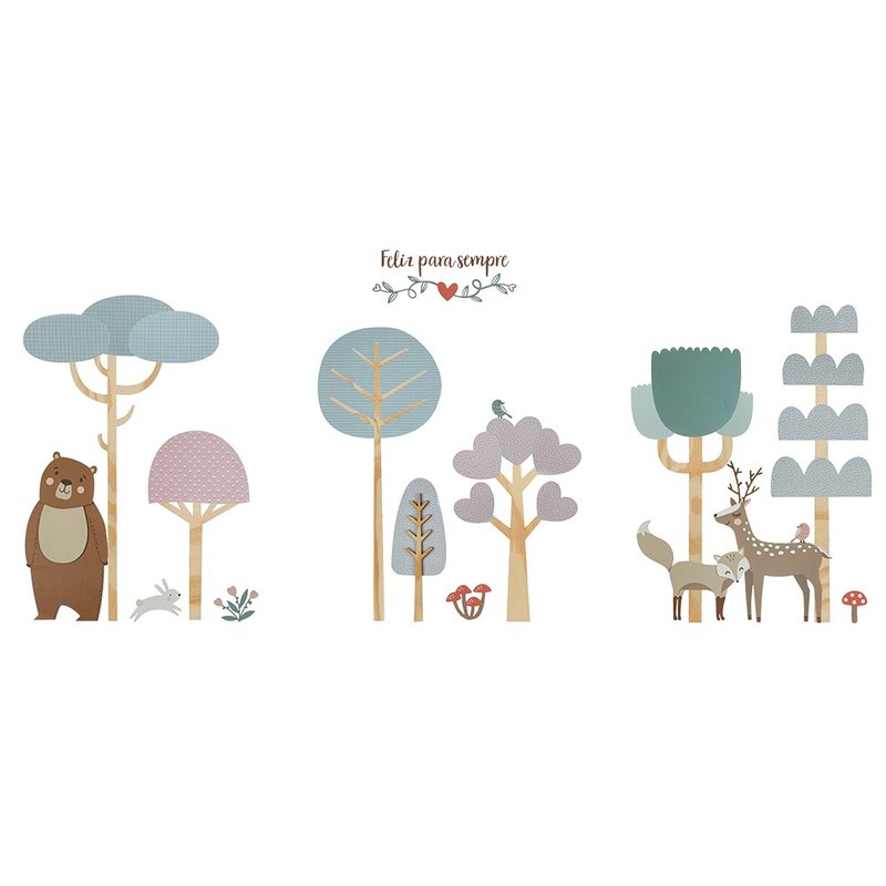 Painel Decorativo Coração de Mãe para Quarto Infantil Bosque