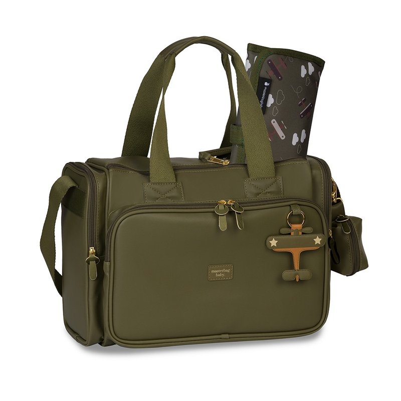 Lateral Bolsa de Maternidade Térmica Masterbag Baby Anne Avião Oliva