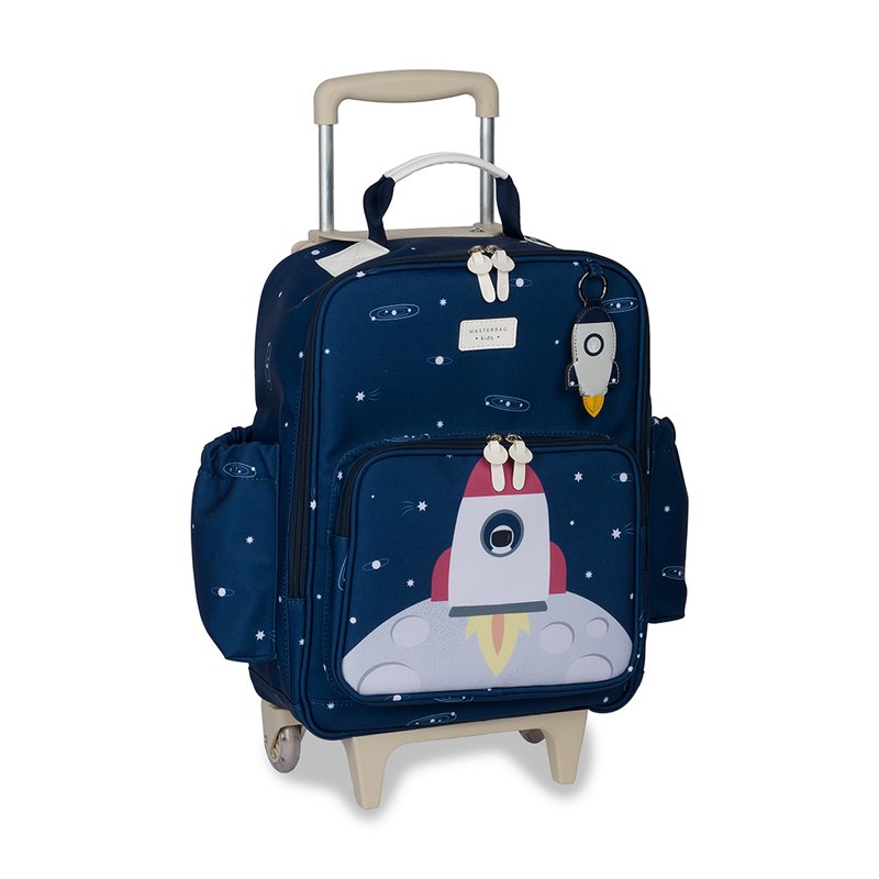 Lateral Mochila Infantil Masterbag Kids com Rodinhas Foguete