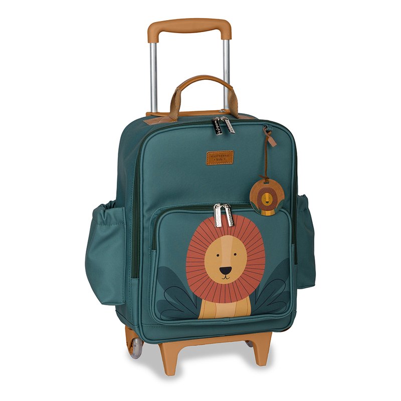 Lateral Mochila Infantil Masterbag Kids com Rodinhas Leão Safari