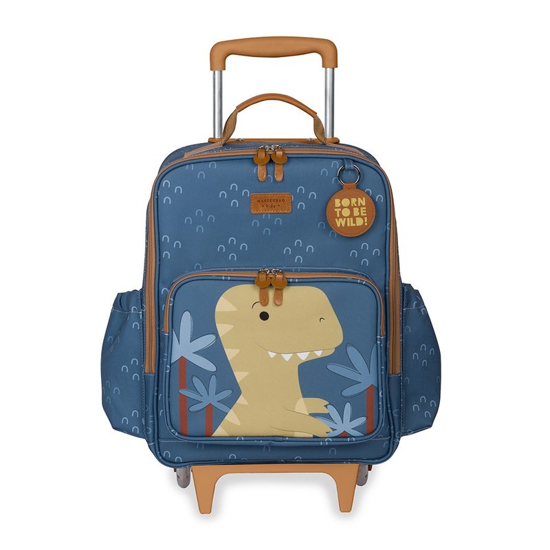 Mochila Infantil Masterbag Kids com Rodinhas Dinossauro Azul